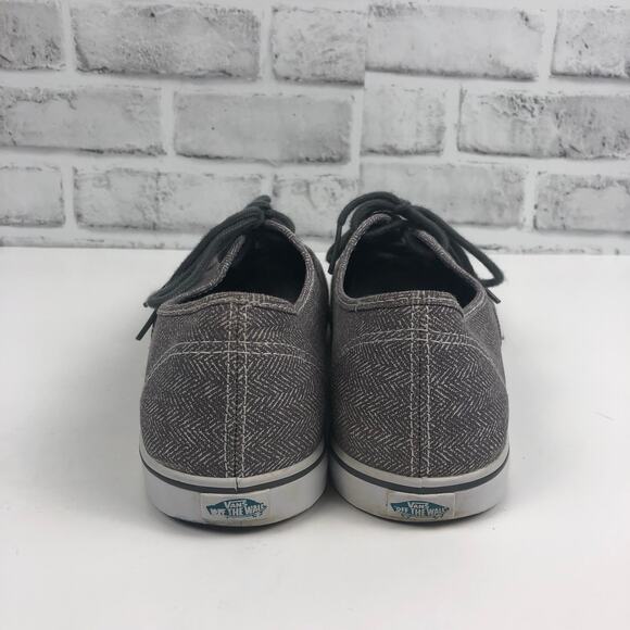 Vans Grey Herringbone Low Top Lace Up Sneaker Sz. Men’s 8 Women’s 9.5 - Picture 3 of 11